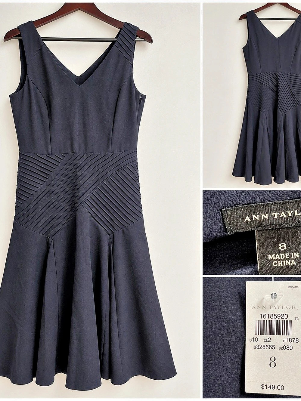 Ann Taylor Geometric Midi Dress in Blue Size 8 Like New
